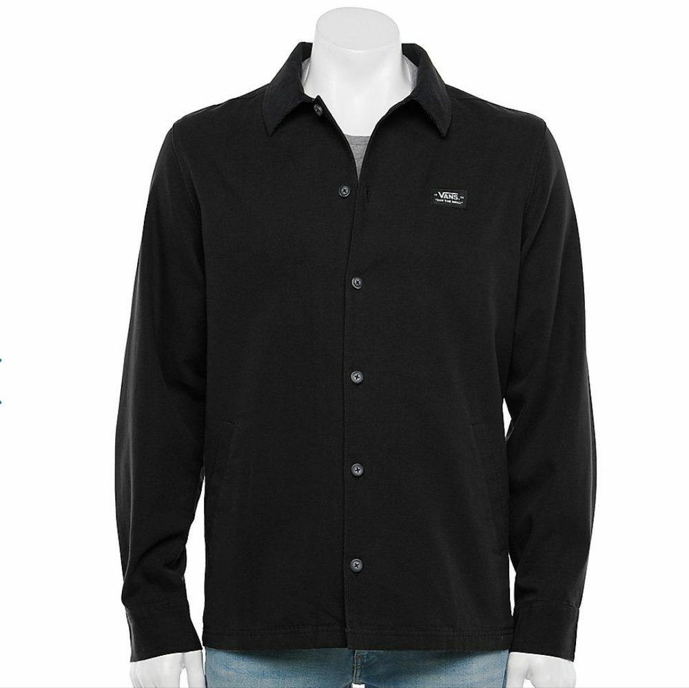 Men's Vans Black Button Down Long Sleeves 100% Cotton Large